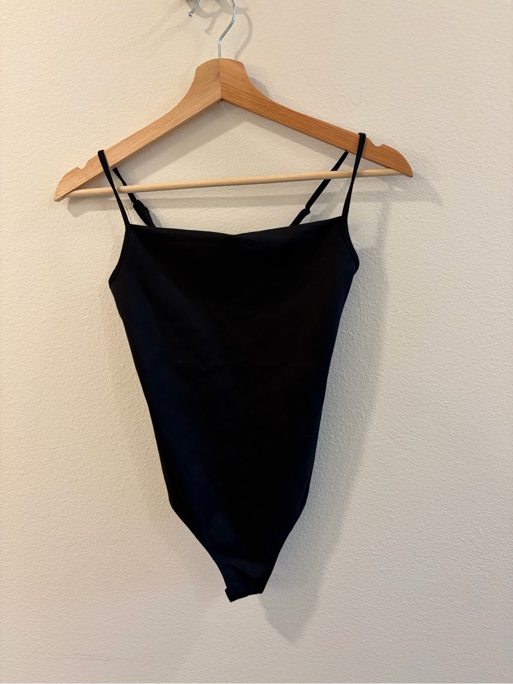 Good American Black Spaghetti Strap Bodysuit